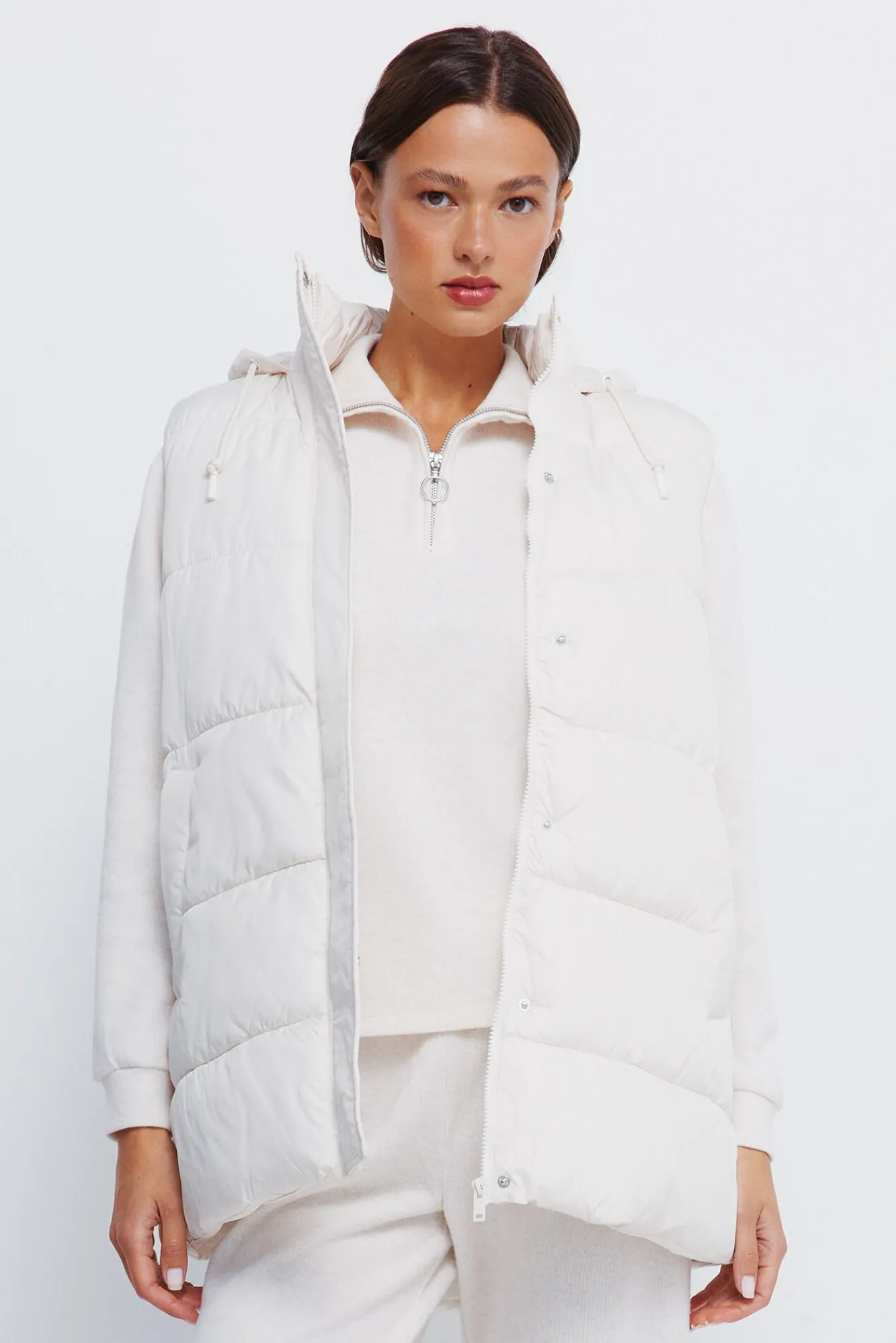 Mujer Springfield Chalecos>Chaleco capucha poliéster reciclado