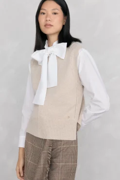 Mujer Pedro del Hierro Jerséis>Chaleco de punto lana calados