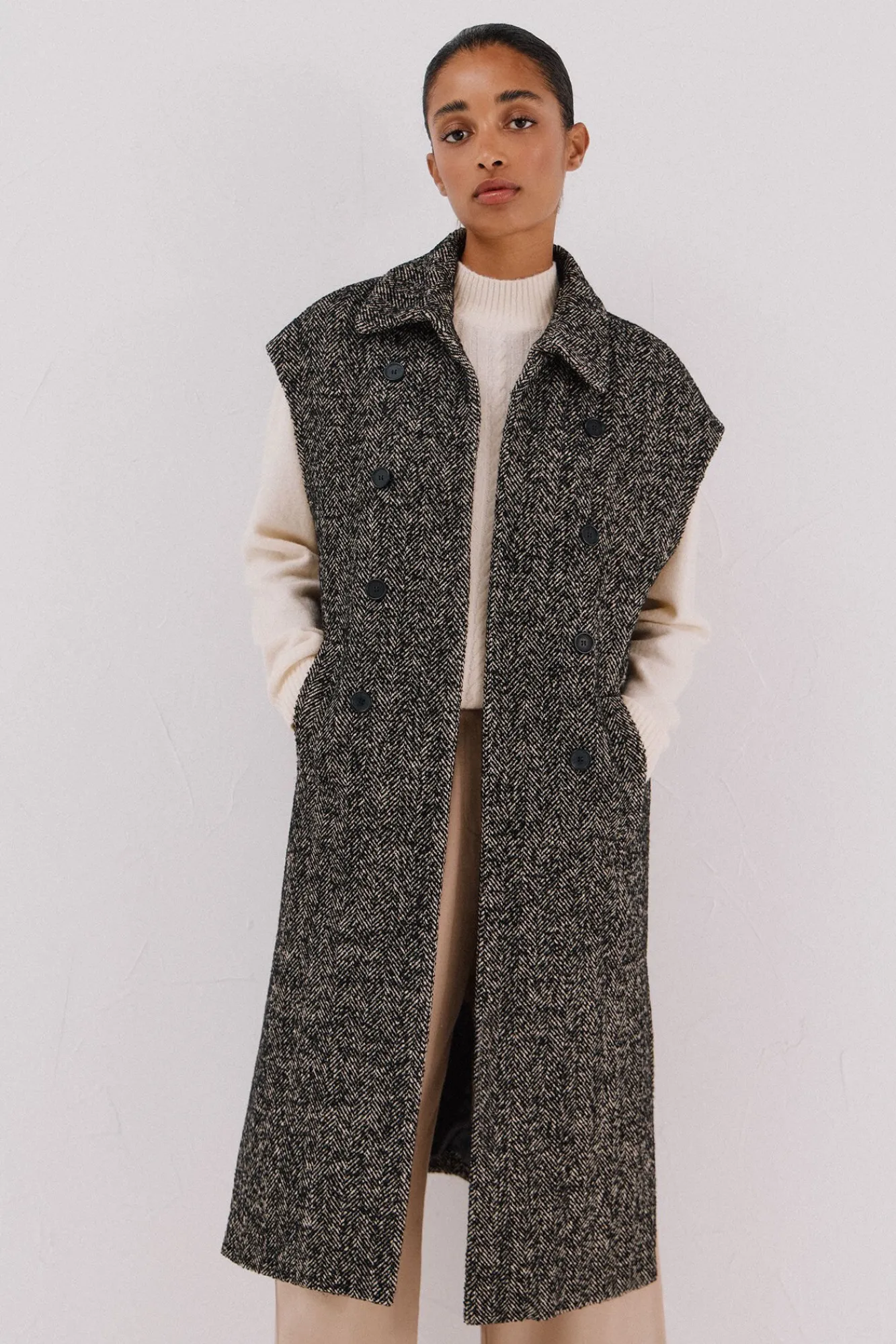 Mujer Cortefiel Chalecos>Chaleco largo botones