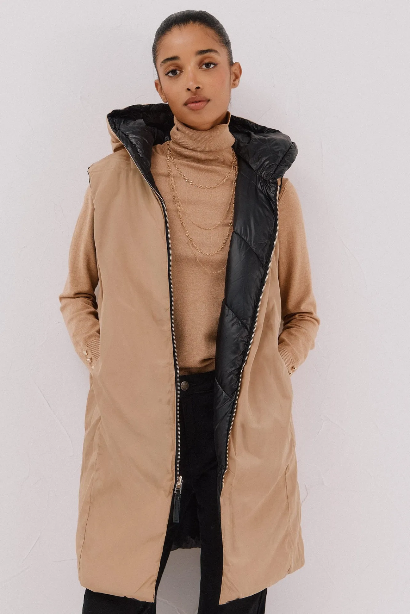 Mujer Cortefiel Abrigos|Chalecos>Chaleco largo reversible