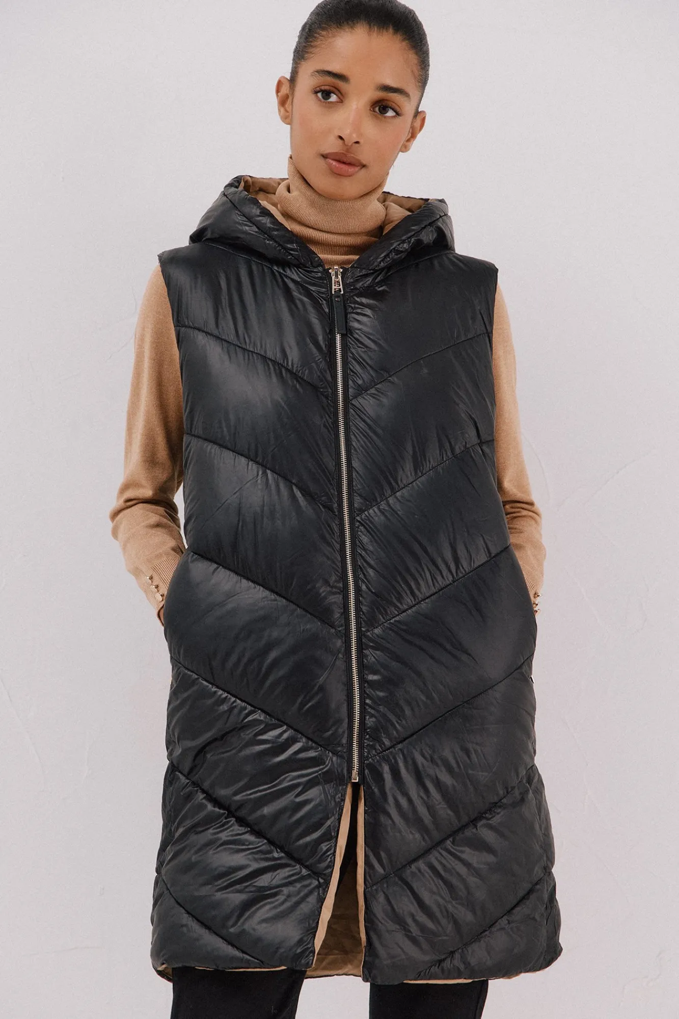 Mujer Cortefiel Abrigos|Chalecos>Chaleco largo reversible