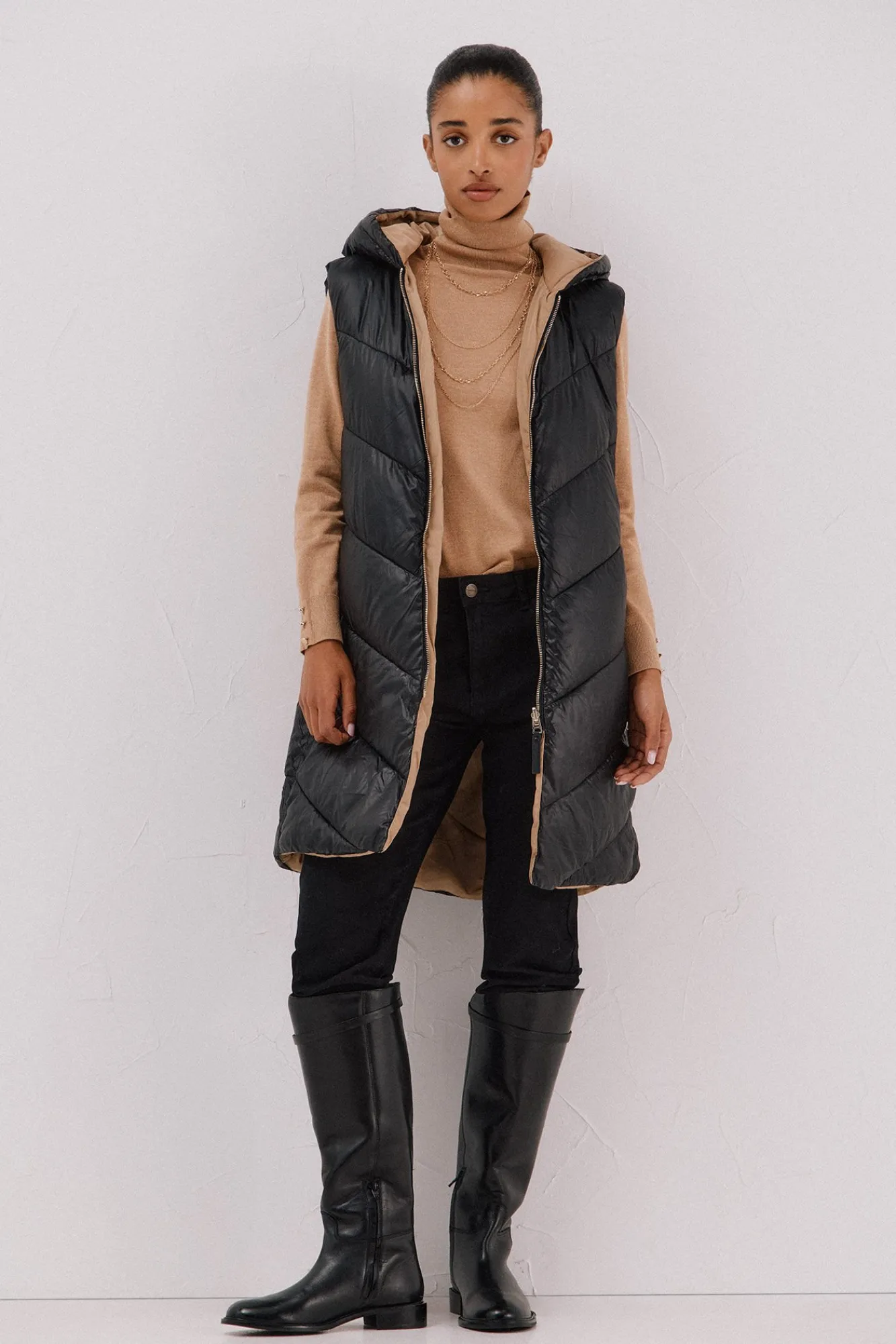 Mujer Cortefiel Abrigos|Chalecos>Chaleco largo reversible