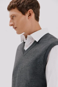 Hombre Cortefiel Chalecos>Chaleco punto algodón cashmere cuello pico