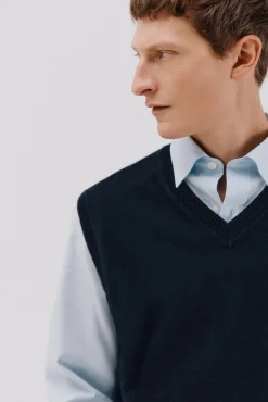 Hombre Cortefiel Chalecos>Chaleco punto algodón cashmere cuello pico