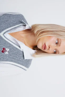 Mujer Springfield Jerséis>Chaleco punto bordado cereza