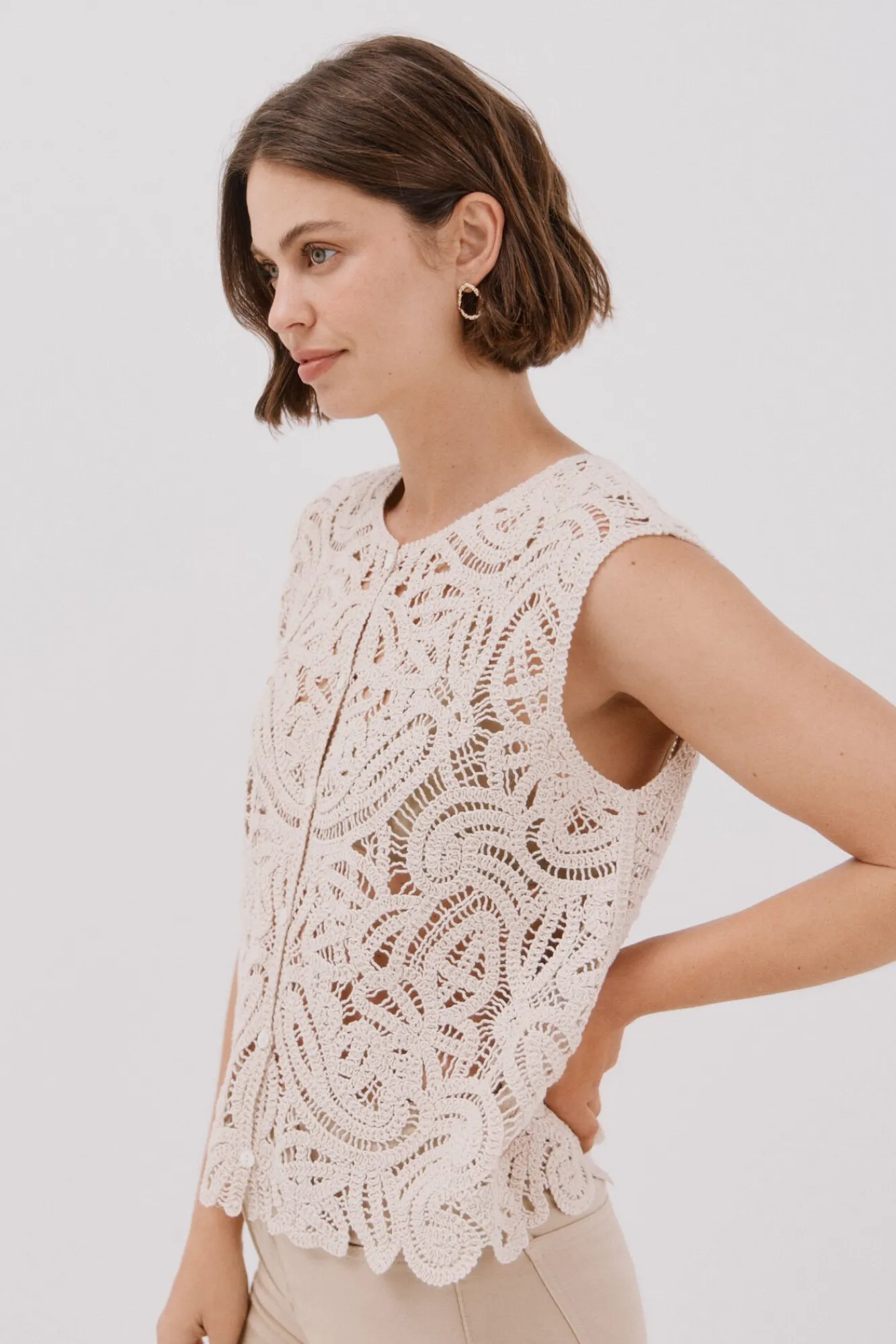 Mujer Cortefiel Chalecos|Jerséis>Chaleco tipo crochet