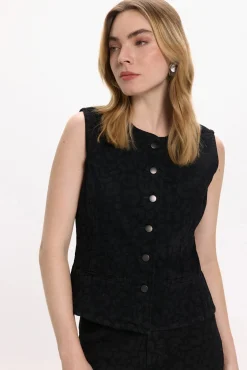 Mujer Vila Chalecos|Chaquetas>Chaleco vaquero animal print