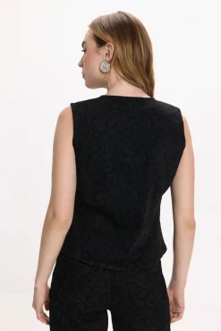 Mujer Vila Chalecos|Chaquetas>Chaleco vaquero animal print