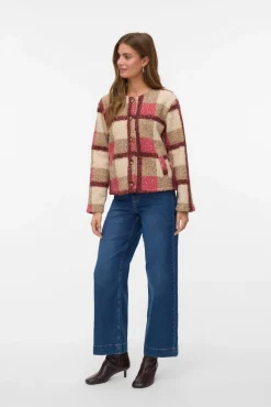 Mujer Vero Moda Chaquetas>Chaqueta borrego estampado de cuadros