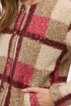 Mujer Vero Moda Chaquetas>Chaqueta borrego estampado de cuadros