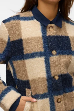 Mujer Vero Moda Chaquetas>Chaqueta borrego estampado de cuadros