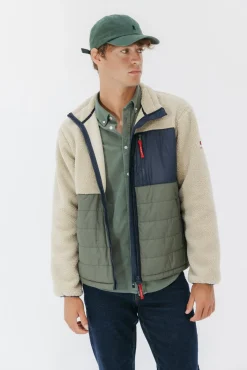 Hombre elPulpo Chaquetas>Chaqueta combinada nylon y borreguillo