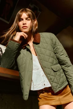 Mujer Springfield Chaquetas>Chaqueta corta acolchada cuello pana