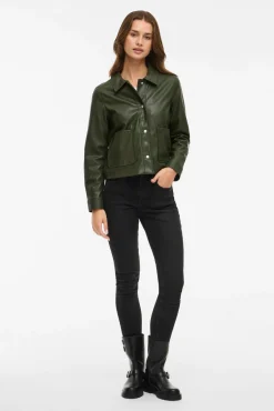 Mujer Vila Chaquetas>Chaqueta polipiel abotonada