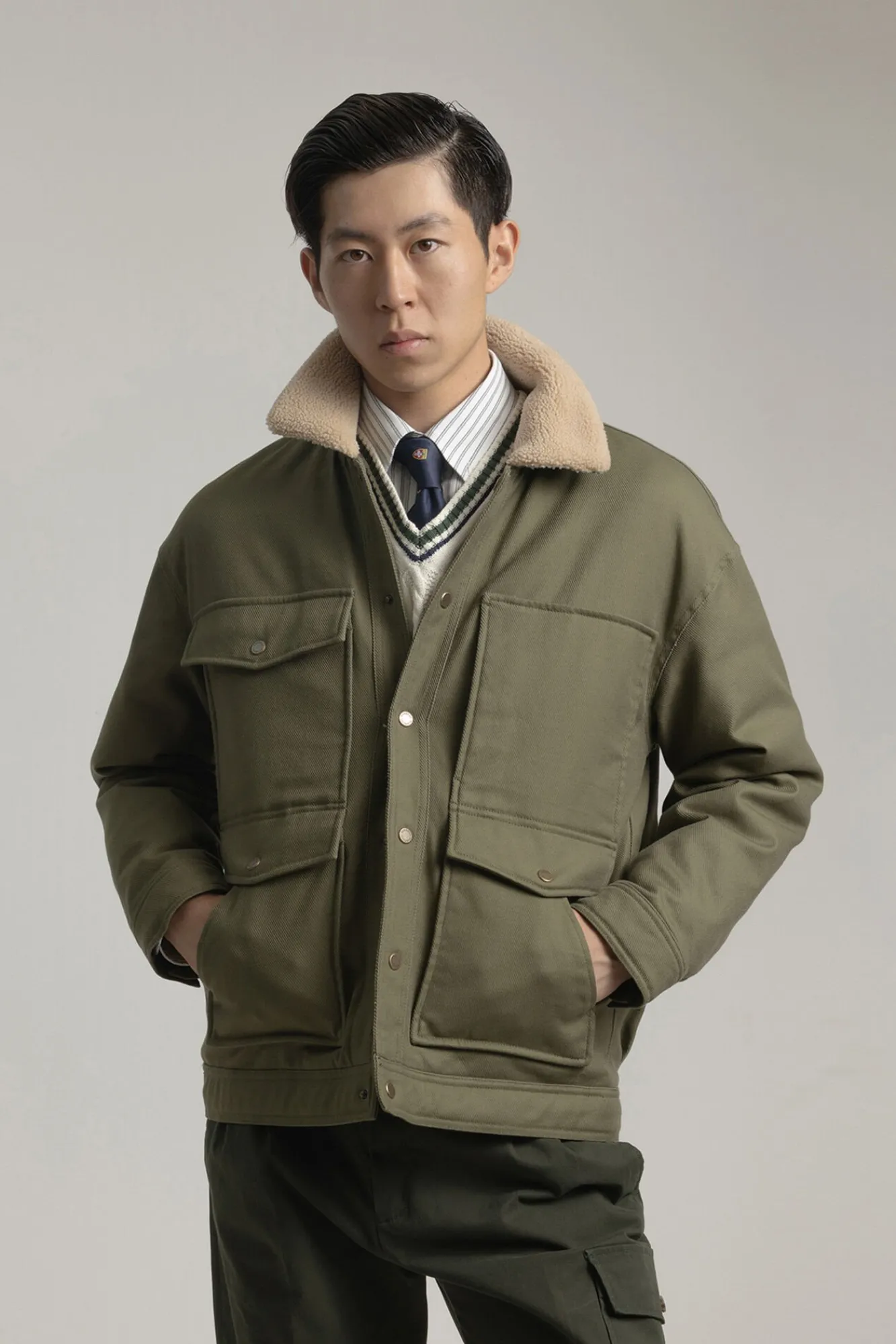 Hombre PuroEGO Chaquetas>Chaqueta worker cuello borreguillo