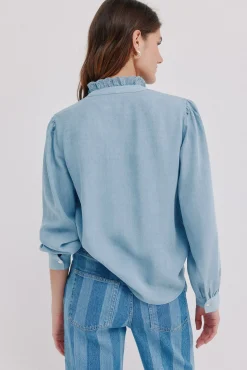 Mujer Hoss Intropia Blusas>Cintia. Blusa con volante en la tapeta