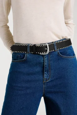 Mujer Vila Cinturones>Cinturón de piel con pespuntes