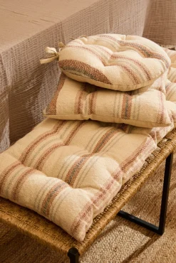 Calma House Fundas De Cojín>Cojín de silla redondo a rayas en tonos tierra Peru