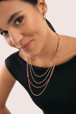 Mujer Singularu Joyería Y Bisutería>Collar Cleopatra Pink Acero Baño Oro