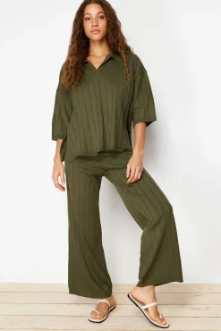 Mujer Trendyol Pijamas|Pijamas>Conjunto básico 2 piezas canalé