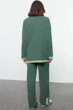 Mujer Trendyol Pijamas|Pijamas>Conjunto pantalón y camiseta punto con ribetes