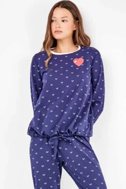 Mujer Gisela Pijamas|Pijamas>Conjunto pijama algodón corazones