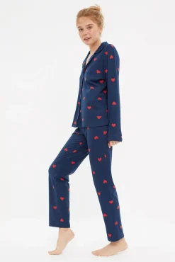 Mujer Trendyol Pijamas|Pijamas>Conjunto pijama camisero corazones