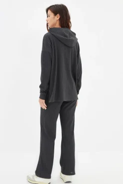 Mujer Trendyol Pijamas|Pijamas>Conjunto pijama canalé con capucha