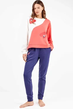 Mujer Gisela Pijamas|Pijamas>Conjunto pijama en felpa perchada motivos corazones