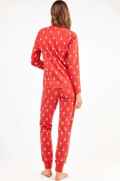 Mujer Gisela Pijamas|Pijamas>Conjunto pijama en punto interlock micro estampado Snoopy