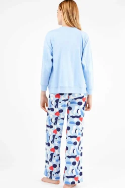 Mujer Gisela Pijamas|Pijamas>Conjunto pijama en punto interlock motivos corazones