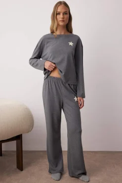 Mujer Trendyol Pijamas|Pijamas>Conjunto pijama estrellas bordadas