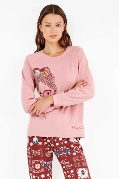 Mujer Gisela Pijamas|Pijamas>Conjunto pijama Frida Kahlo punto interlock