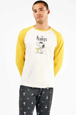 Hombre Gisela Pijamas>Conjunto pijama hombre Snoopy en punto interlock