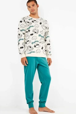 Hombre Gisela Pijamas>Conjunto pijama hombre Snoopy en punto interlock