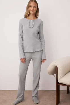 Mujer Trendyol Pijamas|Pijamas>Conjunto pijama jaspeado tapeta