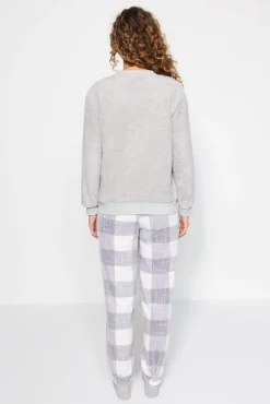 Mujer Trendyol Pijamas|Pijamas>Conjunto pijama polar cuadros