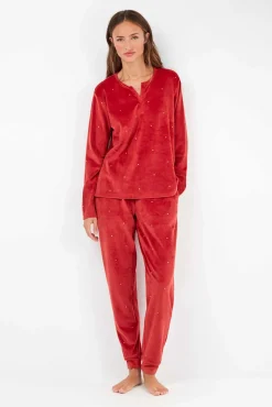 Mujer Gisela Pijamas|Pijamas>Conjunto pijama tejido polar elástico