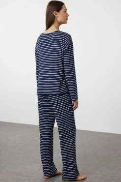 Mujer Trendyol Pijamas|Pijamas>Conjunto pijama viscosa rayas arco iris