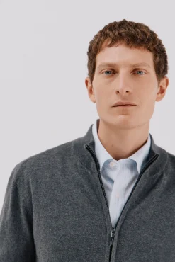 Hombre Cortefiel Jerséis>Cárdigan algodón con cashmere cierre cremallera