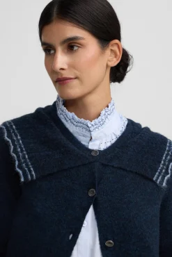 Mujer Silbon Jerséis>Cárdigan cuello bobo contraste