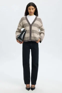 Mujer Selected Jerséis>Cárdigan cuello en pico alpaca y lana