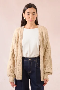 Mujer Molly Bracken Jerséis>Cárdigan de manga larga en punto calado detalle corazones