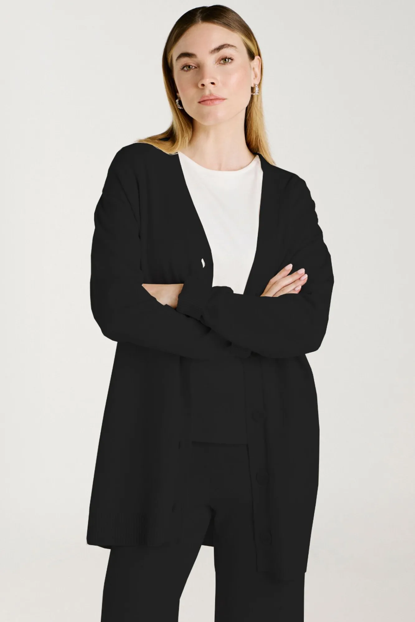 Mujer Vila Jerséis>Cárdigan largo de punto con viscosa