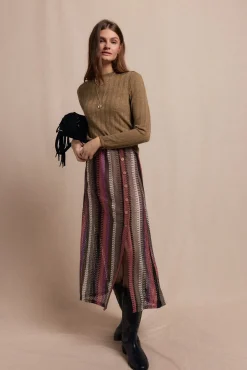 Mujer Slowlove Faldas>Falda capa de punto rayas