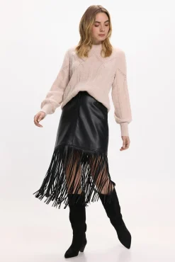 Mujer Vila Faldas>Falda de polipiel con flecos