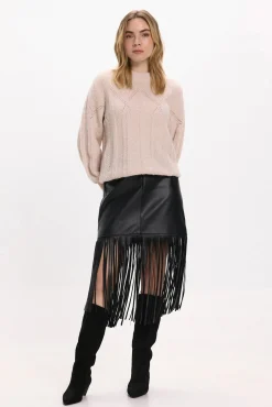 Mujer Vila Faldas>Falda de polipiel con flecos