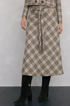 Mujer Pedro del Hierro Faldas>Falda evasé cuadros