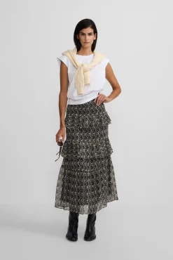 Mujer Silbon Faldas>Falda larga volantes estampado