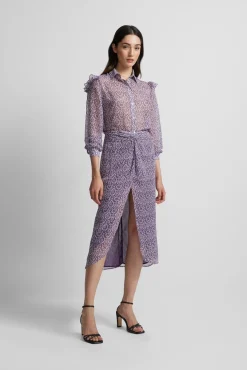 Mujer Silbon Faldas>Falda midi abertura estampado ikat